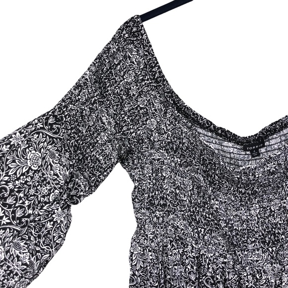 Torrid SZ 3 Smocked Mini Dress/Tunic Top Abstract Floral Print Off Shoulder - Picture 7 of 7